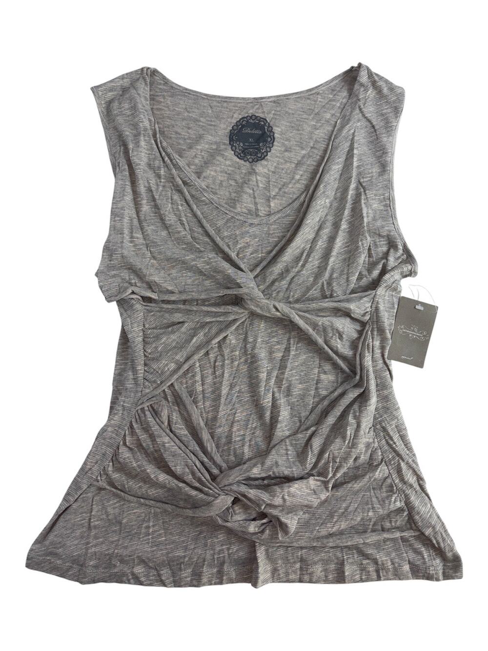 Anthropologie Deletta Raw Edge Sleeveless Tank Top Heather Gray Size XL NWT